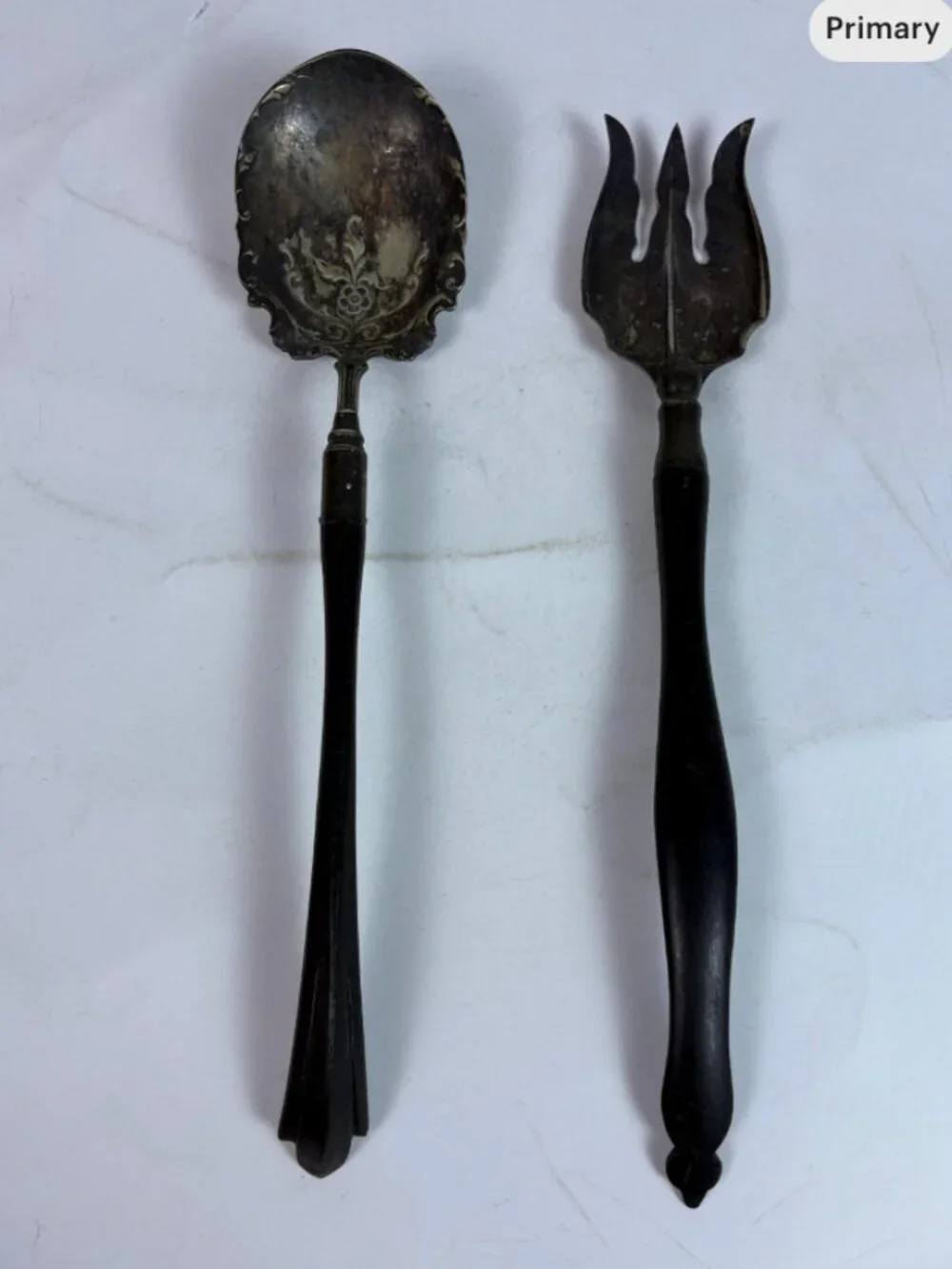 Vintage Silver Plate Salad Serving Spoon and Fork Set Meriden Britannia Company